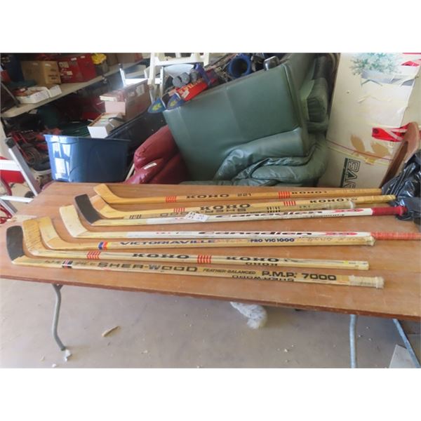 8 Hockey Sticks with Autographs