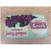 Image 1 : Vintage Plastic Grape Crush Embossed Sign 9.5" x 18"