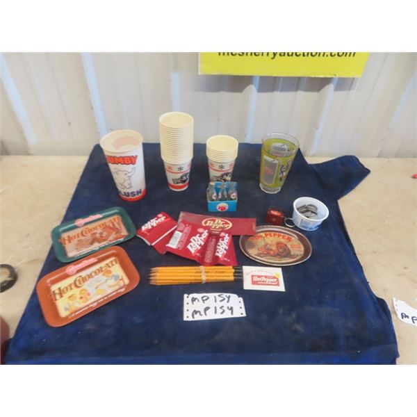 Pic -a-Pop Glasses, Dr. Pepper Label Tip Tray, RC Miniature 6 Pack Glass Bottle  plus others