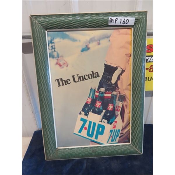 Metal 7Up Frame with Cardboard 7 Up Sign 16" x 22"