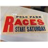 Image 1 : Vintage Polo Park Races Cardboard Sign 15" x 30"