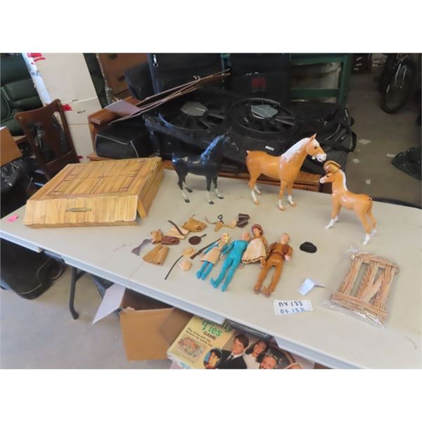 1960 Johny West Figurine with Horse & Cardboard Stable