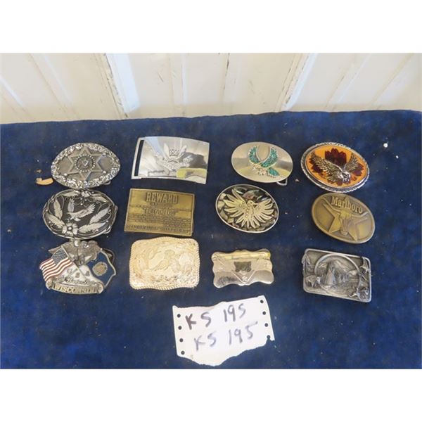 12 Belt Buckles; Birds, Billy the Kid and other Western Themes