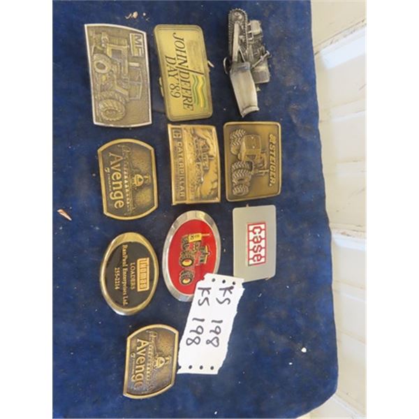 10 Belt Buckles - Massey Ferguson, JOhn Deere, Case plus more