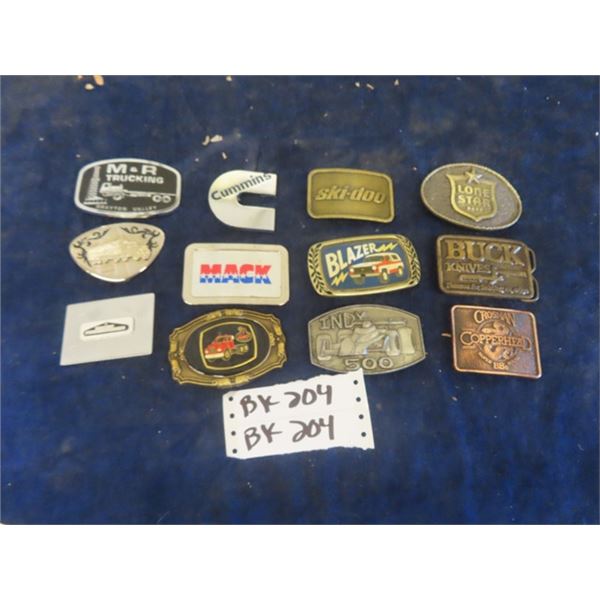 12 Belt Buckles - Mack Truck, Blazer, Cummings, Ski Doo plus more