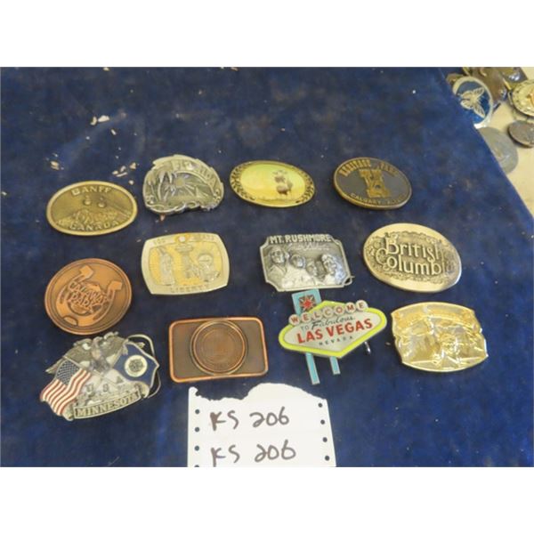 12 Belt Buckles of Places = Vegas, New York, Florida, Banff plus others