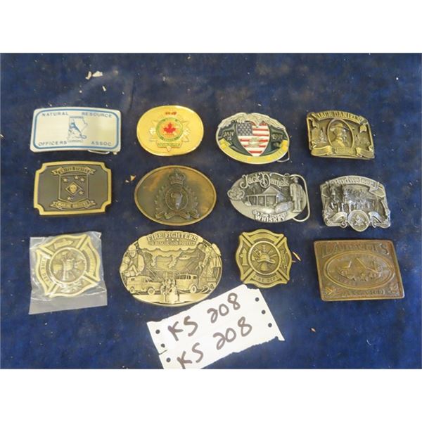 12 Belt Buckles - Fire FIghter, RCMP, Correctional Service, Jack Daniels + Budwieser