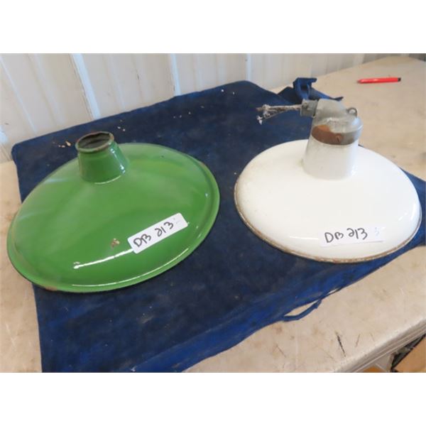 2 Porcelain Light Shades; 1) 14" Wide, 1) 12" Wide