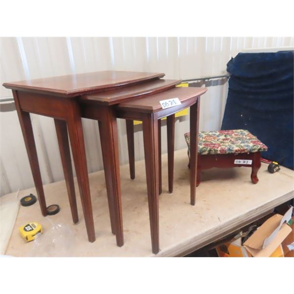 Set of 3 Nesting Tables & Ottoman