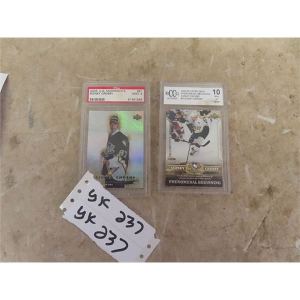 2 Sidney Crosby Cards - Upper Deck - Graded 9 + 10