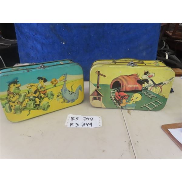 2 Metal Lunch Kits by Dibujito; 1) Hana Barbara Flintstones, 1) Warner Bros Bugs Bunny