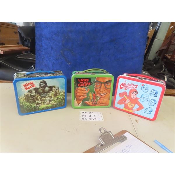 3 Metal Lunch Kits ; 1) El Chapulin Colorado - Aladdin, 1) Land of the Giants - Aladdin, 1) King Kon