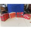 Image 3 : 4 Metal Plaid Design Lunch Kits; 1) Thermos, 1) Ohio Art, 2) ??