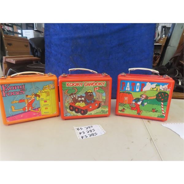 3 Plastic Lunch Kits; 1) Kong Fooey 1975 - Thermos 1) Kooky Canooky 1970 - Thermos, 1) Patof - 1975 