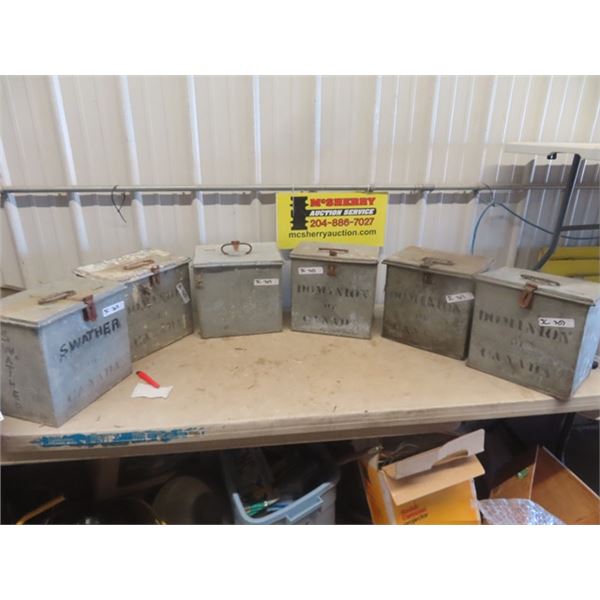 6 Galvanized Lock Boxes Label Dominion of Canada 11.5" x 12" x 9"