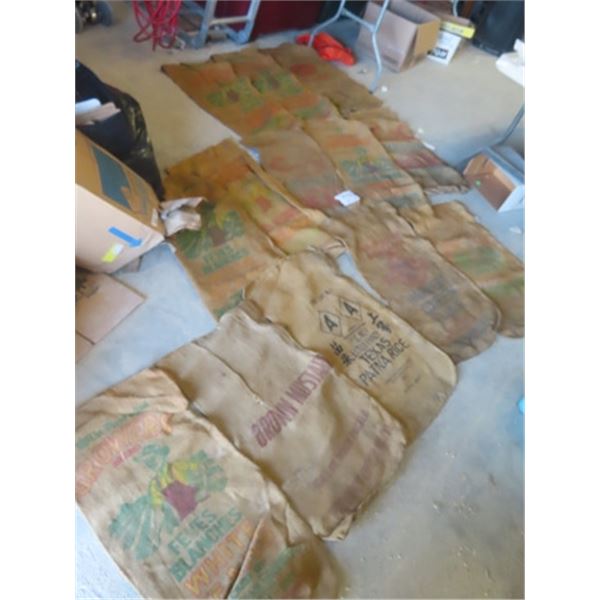 13 Gunney Sacks with Vegtable Company Labels