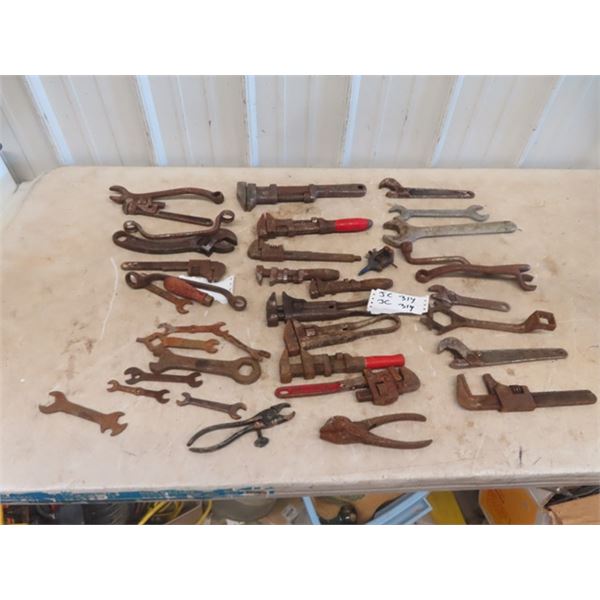 Old Wrenches ; Monkey , Pipe, Opened, Saw setter, Small Vice
