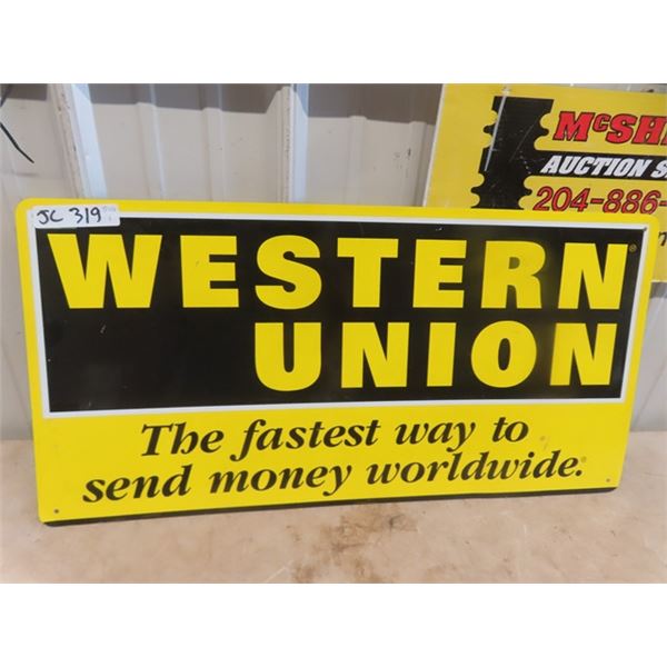 Western Union Metal 2 Sided Sign 15" x 30"