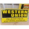 Image 1 : Western Union Metal 2 Sided Sign 15" x 30"