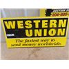 Image 2 : Western Union Metal 2 Sided Sign 15" x 30"