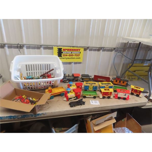 2 Fisher Price Trains, Timberwolf Train, Disney Winnie the Pooh Train, Batman Plastic Car, Toy Figur