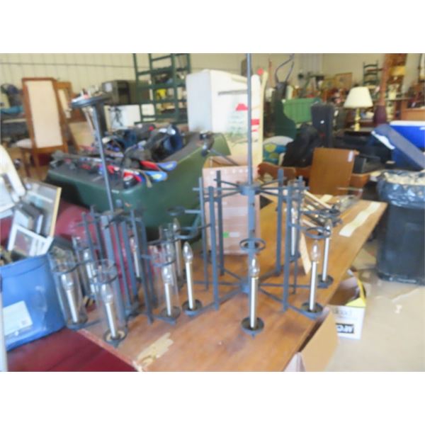 4 Light Fixtures and box of Glass Shades