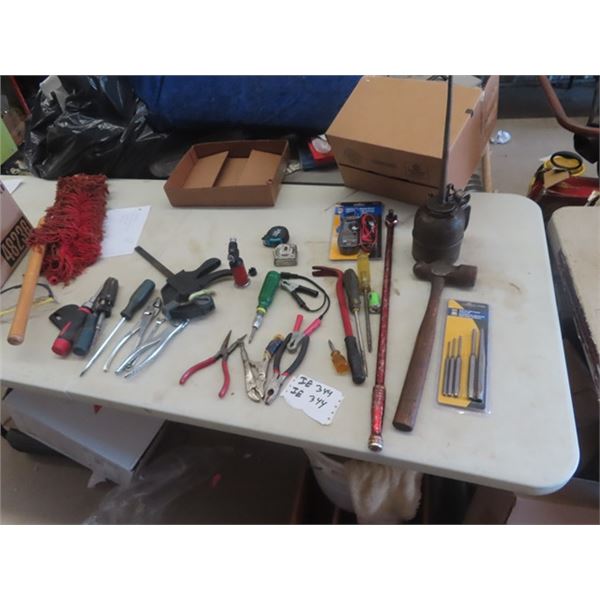 Odds n Ends of Tools ; New Clamp Meter/Tester New Punch, Ball Pin Hammer, 1/2" Strong Bar, Screwdriv