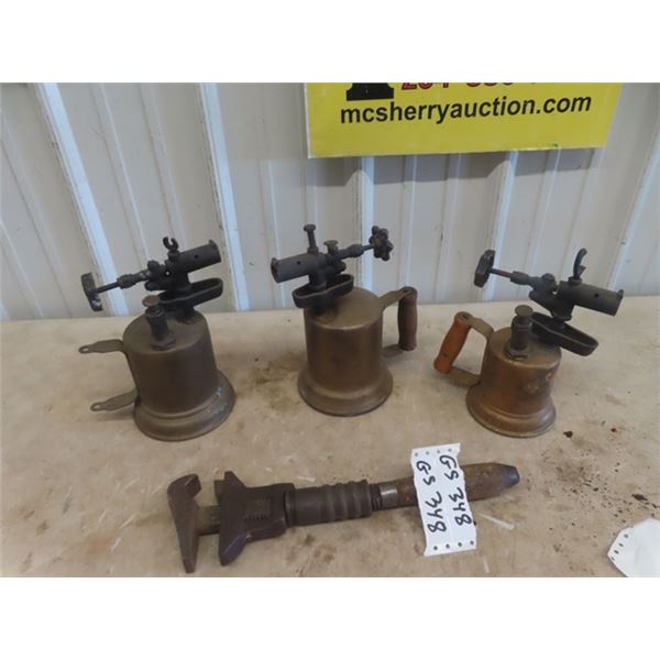 3 Blow Torches & Monkey Wrench