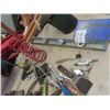 Image 3 : Odds n Ends of Tools; Flaring Tool , Air Gauge/ Blower, Level, Square, Welding Helmet plus more