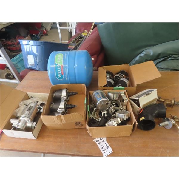 Water Holding Tank, Flush Meter, Various Plumbing Items