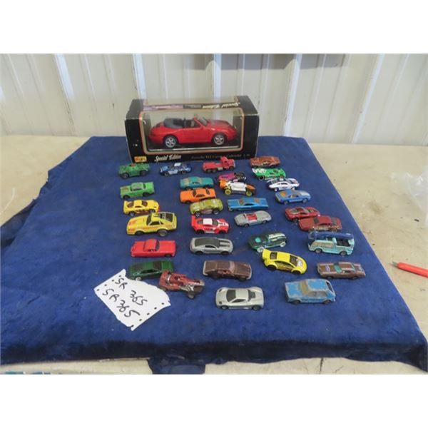 Die Cast Porsch 1/18 Scale & 30 Hot Wheels, Matchbox
