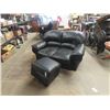Image 1 : Leather Love Seat & Ottoman - Missing a Leg
