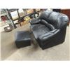 Image 3 : Leather Love Seat & Ottoman - Missing a Leg