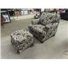 Image 1 : Upholstered Living Room Chair & Ottoman