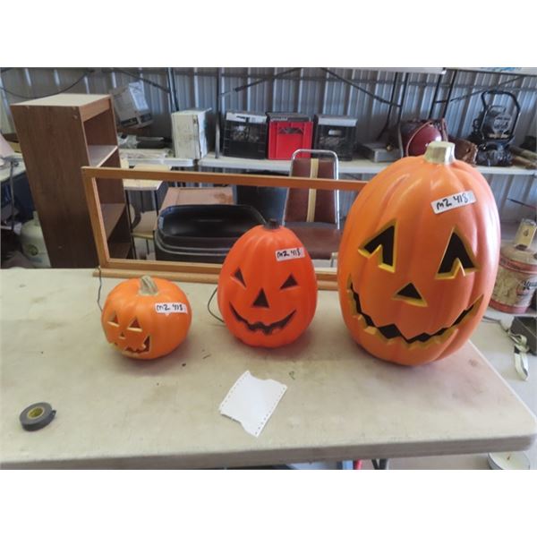 3 Blow Mold Pumpkins - Small, Med & Large