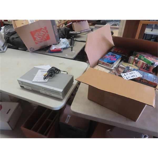 Phillips VCR/DVD Combo, Large Box of CDs, DVDs & VHS Entertainment