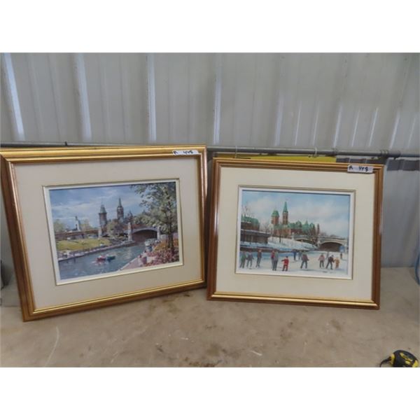 2 Paintings on Canvas 21" x 24" ; 1) Rink, 1) Inge Claysson