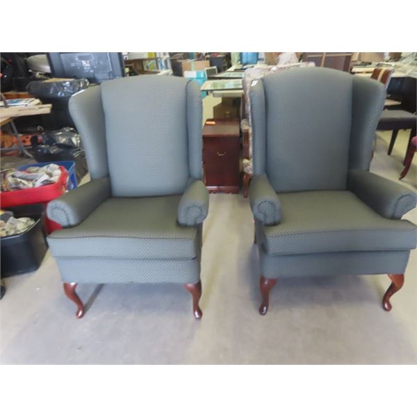 2 Wing Back Upholstered Chairs