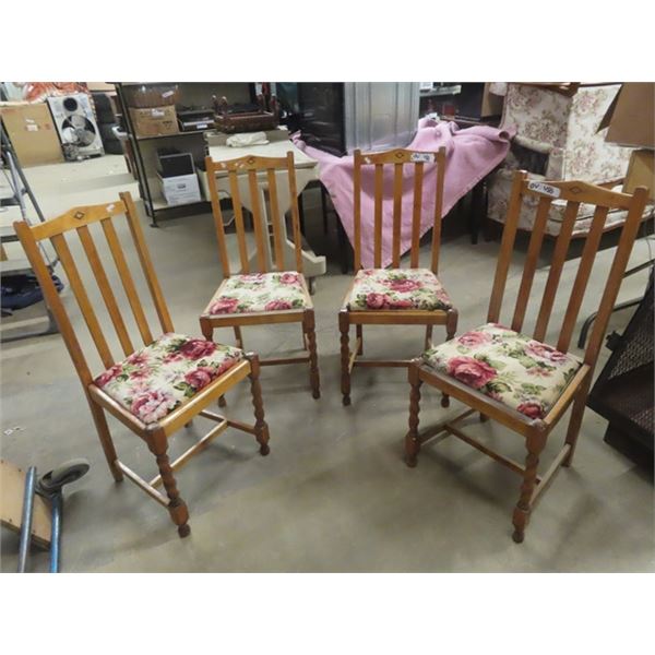 4 Oak Chairs with Barley Twist Legs