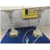 Image 3 : 2 Matching Glass Lamps & Wrought Iron Stand