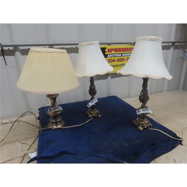 3 Table Top Lamps - 2 Matching