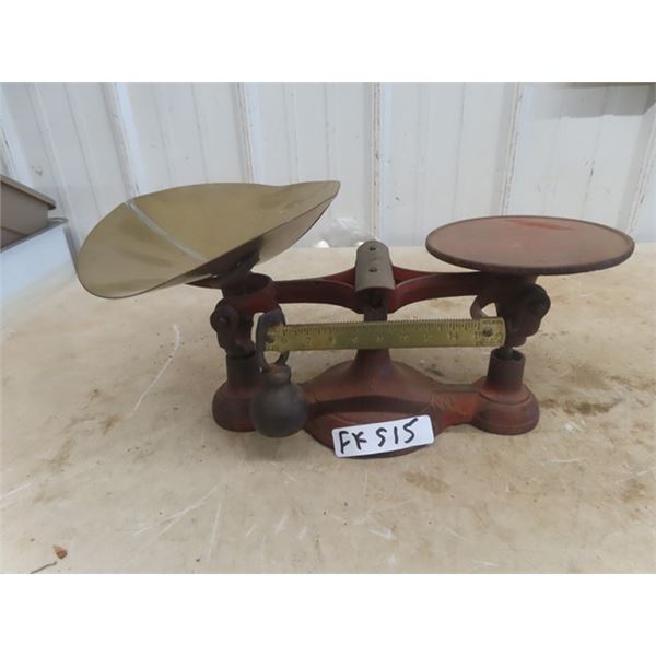 Vintage Balance Scale with Brass Beam & Scoop