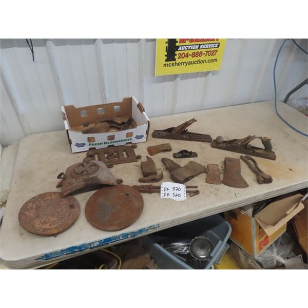 2 Wood Planers, Axe Heads, Cobler Shoe Repair Wood Heater Parts