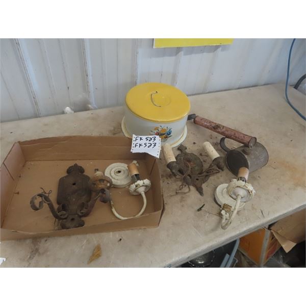 Vintage Light Fixture, Retro Cake Server, Insect Sprayer