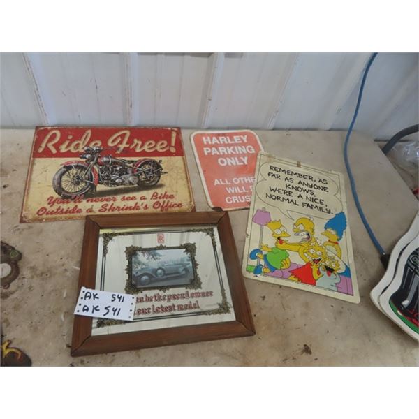 2 Harley Signs, Royle Royal Sign, Simpons Display