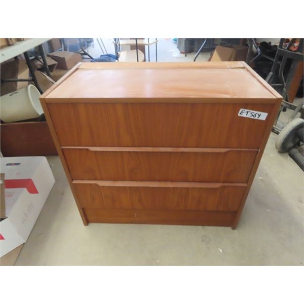 Dresser with Fold Up Top Vanity Mirror