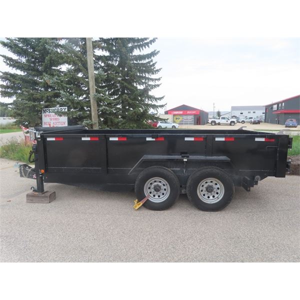 2013 Triton 14' Tandem Electric Hoist Tilt Trailer Box with Stake Pockets, Tie Downs, Double Jack, 7