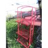 Image 2 : 3 Metal Store Shelving Units - red one missing 2 castors