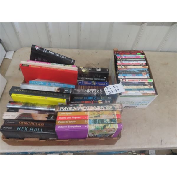 23 DVD Movies & Box of Books