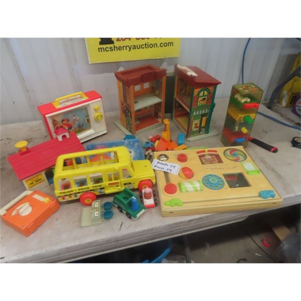 Vintage Fisher Price: Activities Center, Sesame Street, School Bus, Fire Truck plus more